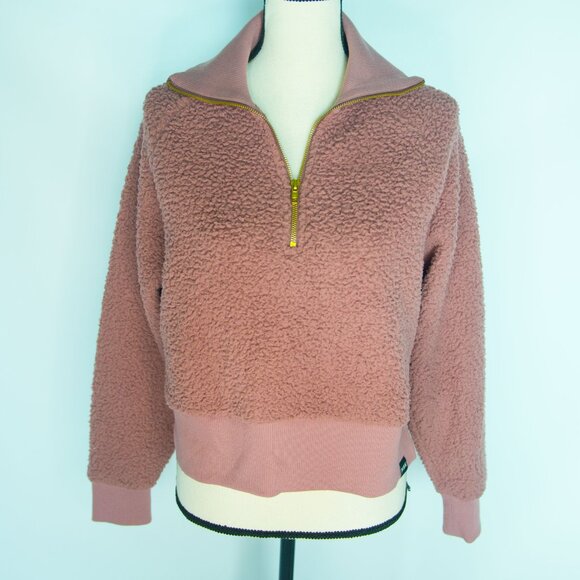 Victoria Secret PINK sherpa cropped quarter zip pullover Mauve color Juniors XS - Picture 1 of 9